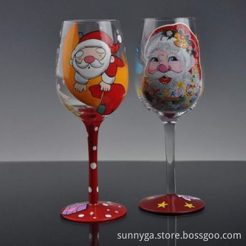 Smart Hand Painting Wine Glasses with 420mL Capacity, 65mm Top Diameter